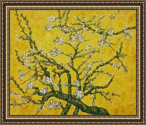 Those Blossoms You Gave So Freely 1 Framed Paintings - Branches of an Almond Tree in Blossom yellow by Vincent van Gogh