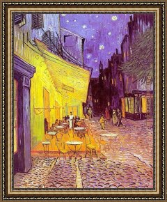 Adrian Van Utrecht Framed Paintings - Cafe Terrace at Night by Vincent van Gogh