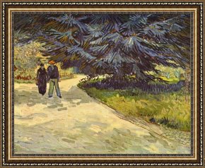 A Tavern Interior with a Bagpiper And a Couple Dancing Framed Paintings - Couple in the Park,Arles by Vincent van Gogh