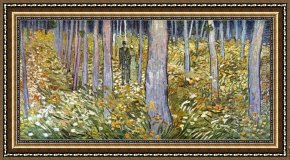 St Peter Walking on The Water Framed Paintings - Couple walking in the forest by Vincent van Gogh