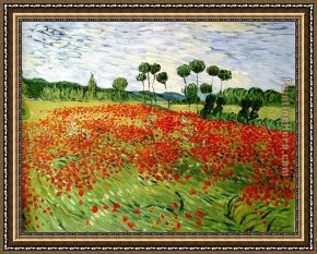 Adrian Van Utrecht Framed Paintings - field of poppies by Vincent van Gogh