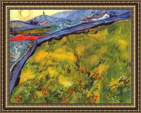 Spring Framed Paintings - Field of Spring Wheat at Sunrise by Vincent van Gogh