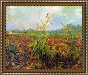 Wheat Framed Paintings - Green Ears of Wheat by Vincent van Gogh
