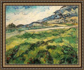 Wheat Framed Paintings - Green Wheat Field by Vincent van Gogh