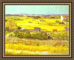 Adrian Van Utrecht Framed Paintings - Harvest Landscape by Vincent van Gogh