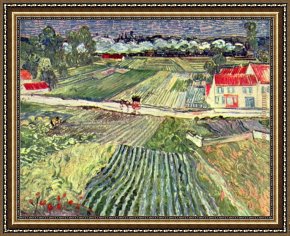 Rain, Steam And Speed - The Great Western Railway Framed Paintings - Landscape at Auvers in the Rain by Vincent van Gogh