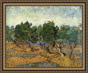 Le Vertige, Idylle Framed Paintings - Les oliviers 1 1889 by Vincent van Gogh