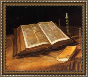 Bible Framed Paintings - Life with Bible by Vincent van Gogh