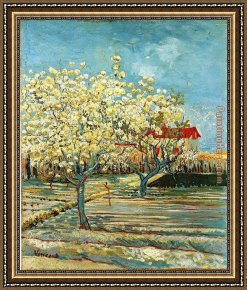 The Pear Orchard Framed Paintings - Orchard in Blossom 2 by Vincent van Gogh