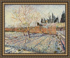 The Pear Orchard Framed Paintings - Orchard with cypress by Vincent van Gogh