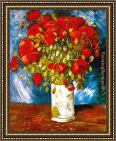 Adrian Van Utrecht Framed Paintings - Poppies 1886 by Vincent van Gogh