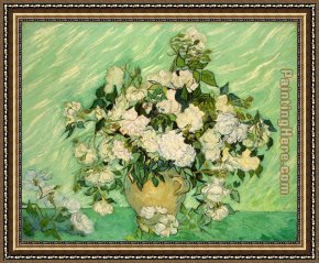 Park of Rose Framed Paintings - Roses by Vincent van Gogh