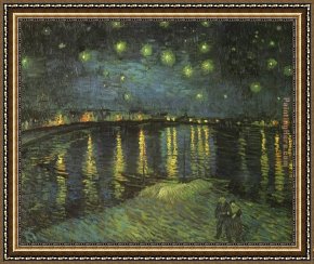 The Night Before Christmas Framed Paintings - Starry Night over the Rhone I by Vincent van Gogh