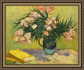 Life Framed Paintings - Still Life with oleander by Vincent van Gogh