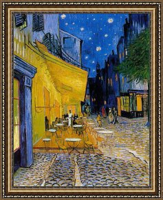 Adrian Van Utrecht Framed Paintings - The Cafe Terrace by Vincent van Gogh