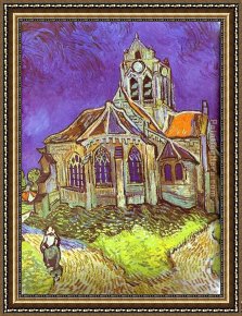 Church Framed Paintings - The Church in Auvers by Vincent van Gogh