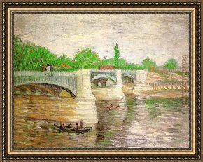 Grand Framed Paintings - The Seine with the Pont de la Grand Jatte by Vincent van Gogh