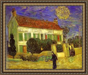 The Night Before Christmas Framed Paintings - The White House at Night La maison blanche au nuit by Vincent van Gogh