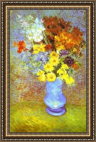 The Broken Vase Framed Paintings - Vase with Daisies and Anemones by Vincent van Gogh