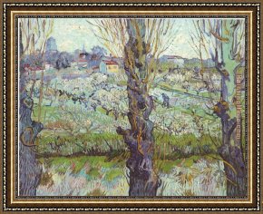 A View of The Forum Framed Paintings - View of Arles Flowering Orchards by Vincent van Gogh
