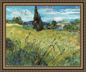 Wheat Framed Paintings - Wheat Field 1889 by Vincent van Gogh