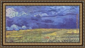 Isle of Sky Framed Paintings - Wheat Field under Clouded Sky by Vincent van Gogh