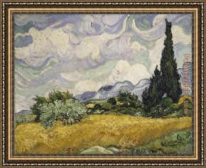 Field I Framed Paintings - Wheat Field with Cypresses by Vincent van Gogh