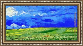 Wheatfield Under Thunderclouds Framed Paintings - Wheatfield under thunderclouds by Vincent van Gogh