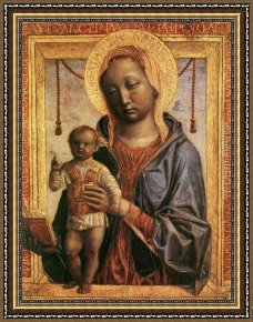 Her Favorite Book Framed Paintings - Madonna of the Book by Vincenzo Foppa