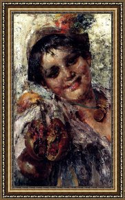 Portrait of a Young Boy Framed Paintings - A Young Italian Boy by Vincenzo Irolli