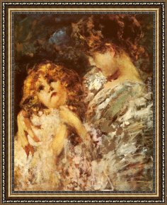 An Algerian Mother And Child Framed Paintings - Mother And Child by Vincenzo Irolli