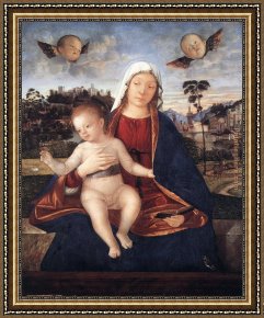 Madonna And Child with Sts Matthew And Nicholas Framed Paintings - Madonna and Blessing Child by Vittore Carpaccio
