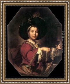 Portrait of a Young Man (detail) Framed Paintings - Portrait of a Young Man by Vittore Ghislandi