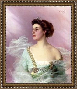 Portrait of a Lady Holding a Fan Framed Paintings - Portrait Of A Lady by Vittorio Matteo Corcos