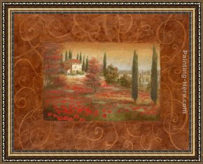 Tuscany Framed Paintings - Fields of Tuscany I by Vivian Flasch