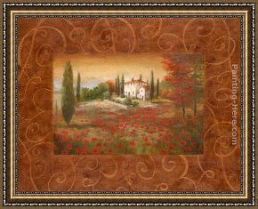 Tuscany Framed Paintings - Fields of Tuscany II by Vivian Flasch