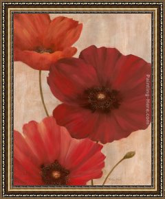 Jaune Poppy Framed Paintings - Poppy Trio I by Vivian Flasch