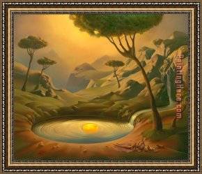 Vladimir Kush Framed Paintings - Breakfast on The Lake by Vladimir Kush