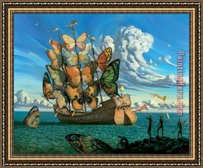 Departure to The Hunt Framed Paintings - Departure of The Winged Ship by Vladimir Kush
