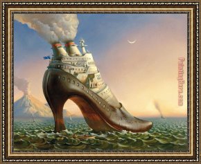 Vladimir Kush Framed Paintings - Full Steam Ahead by Vladimir Kush