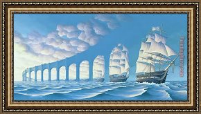 Vladimir Kush Framed Paintings - The Sunset Sails by Vladimir Kush