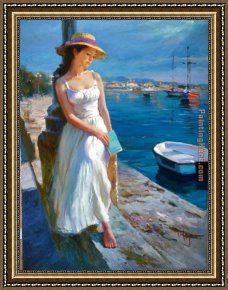East Boothbay Harbor Framed Paintings - At 0The Harbor eml by Vladimir Volegov