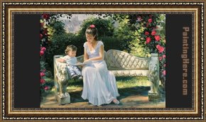 Reading a Book Framed Paintings - first reading by Vladimir Volegov