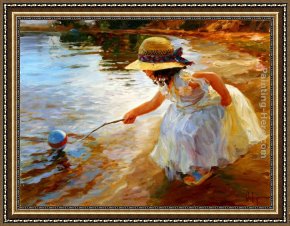 Park of Rose Framed Paintings - Playing in the Park by Vladimir Volegov