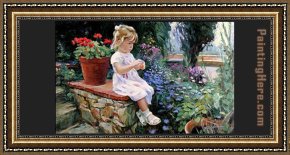 Ducks on a Riverbank on a Sunny Afternoon Framed Paintings - sunny blonde by Vladimir Volegov