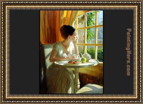 Ducks on a Riverbank on a Sunny Afternoon Framed Paintings - sunny breakfast by Vladimir Volegov