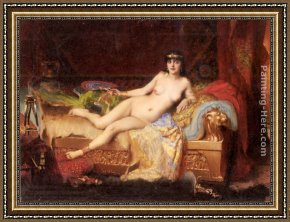 Her Favorite Book Framed Paintings - The Pharaoh's Favorite by Vlaho Bukovac