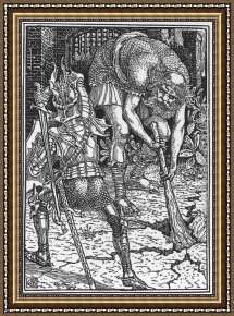The King And The Beggar-maid Framed Paintings - King Arthur and the Giant, Book I canto VIII by Walter Crane