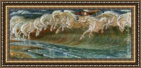 Walter Framed Paintings - Neptune's Horses by Walter Crane