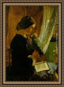 Walter Framed Paintings - The Grey Parrot by Walter Howell Deverell